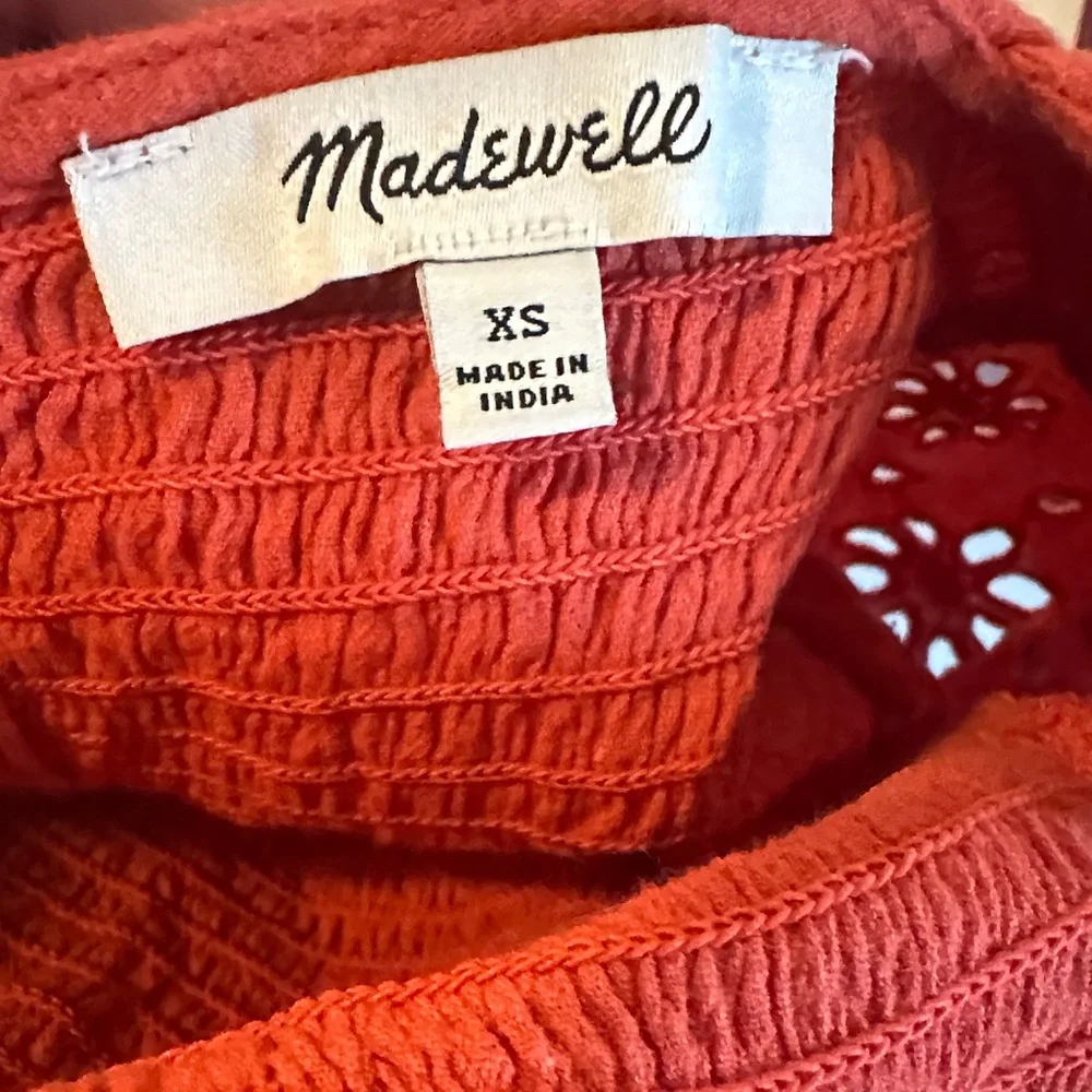 Madewell Peplum Button Smocked Blouse